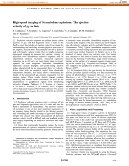 High-Speed Imaging of Strombolian Explosions: the Ejection Velocity of Pyroclasts J