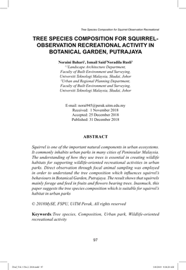 Tree Species Composition for Squirrel- Observation Recreational Activity in Botanical Garden, Putrajaya