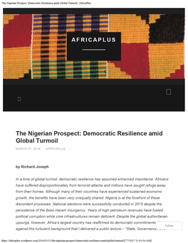 The Nigerian Prospect: Democratic Resilience Amid Global Turmoil | Africaplus