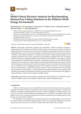 Multi-Criteria Decision Analysis for Benchmarking Human-Free Lifting Solutions in the Offshore Wind Energy Environment