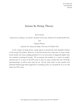 Axions in String Theory