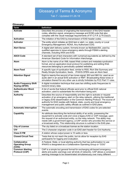 Glossary of EAS Terms