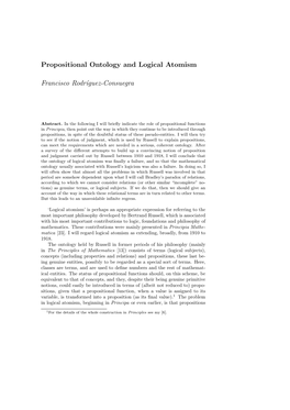 Propositional Ontology and Logical Atomism Francisco Rodr´Iguez