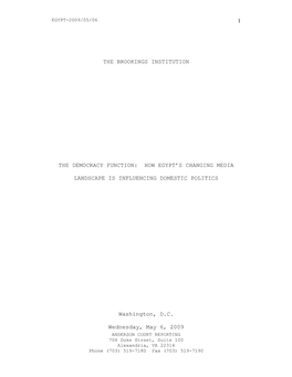 1 the Brookings Institution the Democracy Function