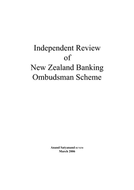 Independent Review of New Zealand Banking Ombudsman Scheme