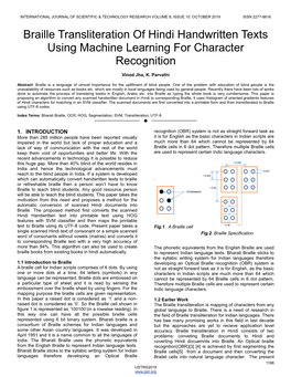Braille Transliteration of Hindi Handwritten Texts Using Machine Learning for Character Recognition