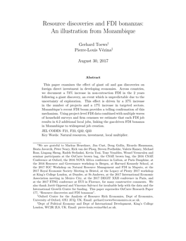 Resource Discoveries and FDI Bonanzas: an Illustration from Mozambique