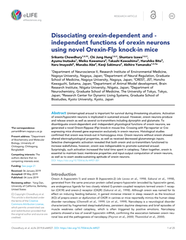 Dissociating Orexin-Dependent