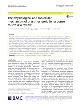 The Physiological and Molecular Mechanism of Brassinosteroid In