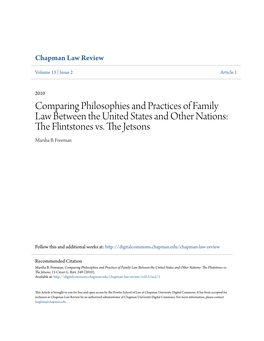 Comparing Philosophies and Practices of Family Law Between the United States and Other Nations: the Linf Tstones Vs