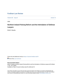 Northern Ireland Policing Reform and the Intimidation of Defense Lawyers