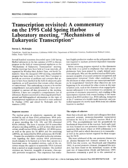 A Commentary on the 1995 Cold Spring Harbor Laboratory Meeting, 