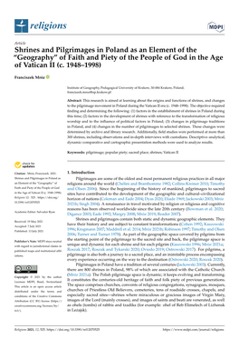 Shrines and Pilgrimages in Poland As an Element of the “Geography” of Faith and Piety of the People of God in the Age of Vatican II (C