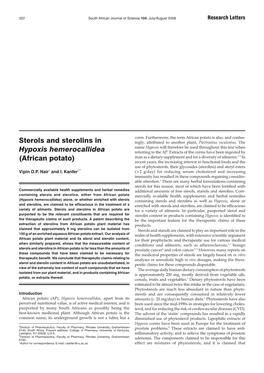 Sterols and Sterolins in Hypoxis Hemerocallidea (African Potato)