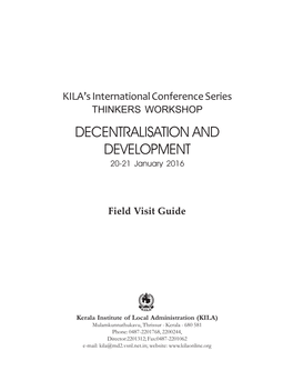 THINKERS WORKSHOP DECENTRALISATION and DEVELOPMENT 20-21 January 2016