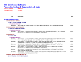 IBM Distributed Software Passport Advantage & Documentation & Media Date Last Updated: 09-Mar-10 Country/Currency: USA/USD