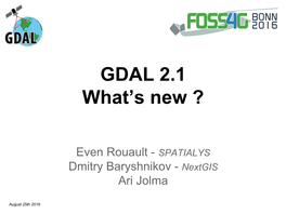 GDAL 2.1 What's New ?