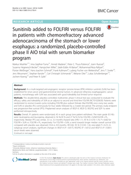 Sunitinib Added to FOLFIRI Versus FOLFIRI in Patients With