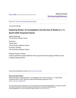 An Investigation Into the Use of Stretto in JS Bach's Well-Tempered Clavier