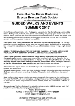 Guided Walks and Events Summer 2017