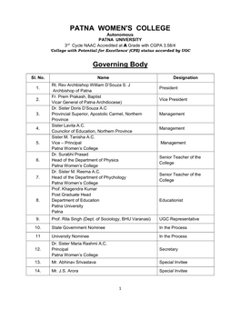 PATNA WOMEN's COLLEGE Governing Body