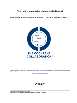 First Rank Symptoms for Schizophrenia (Review)