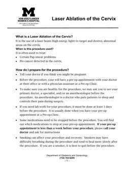 Laser Ablation of the Cervix
