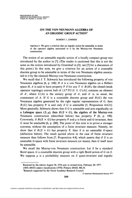 On the Von Neumann Algebra of an Ergodic Group Action1