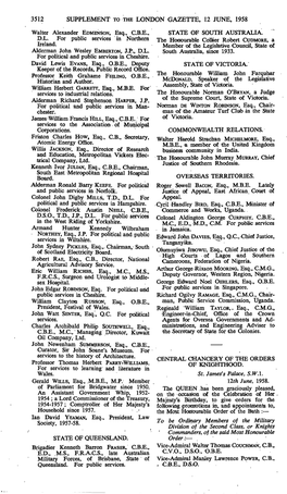 3512 Supplement to the London Gazette, 12 June, 1958