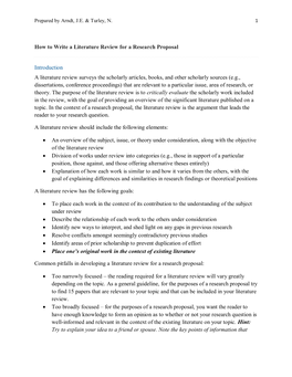 How to Write a Literature Review for a Research Proposal