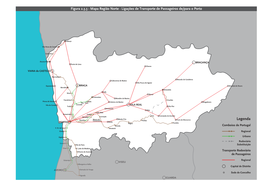 Mapa Região Norte - Ligações De Transporte De Passageiros De/Para O Porto