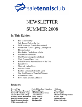 Newsletter Summer 2008