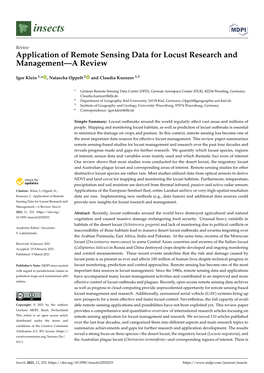 Application of Remote Sensing Data for Locust Research and Management—A Review