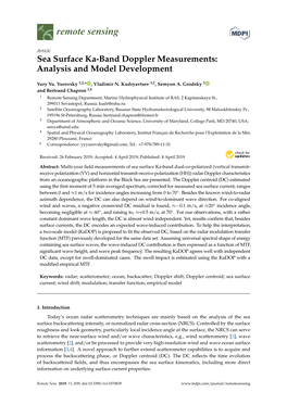 Sea Surface Ka-Band Doppler Measurements: Analysis and Model Development