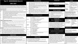 Year 9 – MODERNISM (Term 2) 1901-1957