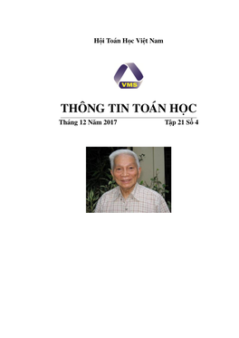 THÔNG TIN TOÁN HỌC Tháng 12 Năm 2017 Tập 21 Số 4 Thông Tin Toán Học (Lưu Hành Nội Bộ)