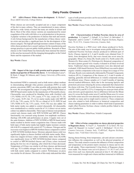 Dairy Foods: Cheese II