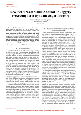 New Ventures of Value-Addition in Jaggery Processing for a Dynamic Sugar Industry