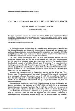 On the Lifting of Bounded Sets in Fréchet Spaces