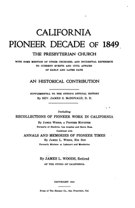 Woods-James-L-California-Pioneer-Decade-Of-1849-The-Presbyterian-Church.Pdf