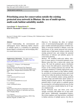 The Use of Multi‑Species, Multi‑Scale Habitat Suitability Models