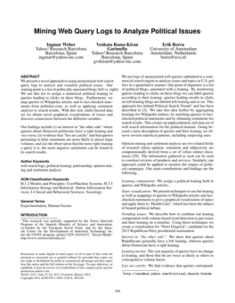 Mining Web Query Logs to Analyze Political Issues∗