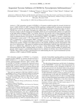 Sequential Tyrosine Sulfation of CXCR4 by Tyrosylprotein Sulfotransferases† Christoph Seibert,*,‡ Christopher T