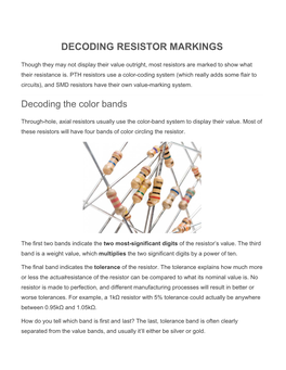 Decoding Resistor Markings