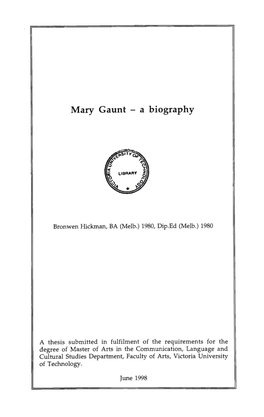 Mary Gaunt - a Biography