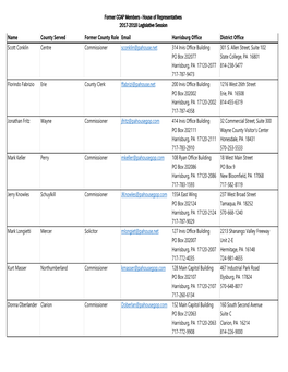 Former CCAP Members - House of Representatives 2017-2018 Legislative Session