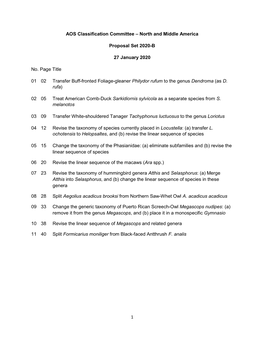 1 AOS Classification Committee – North and Middle America Proposal