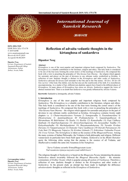 Reflection of Advaita Vedantic Thoughts in the Kirtanghosa of Sankardeva