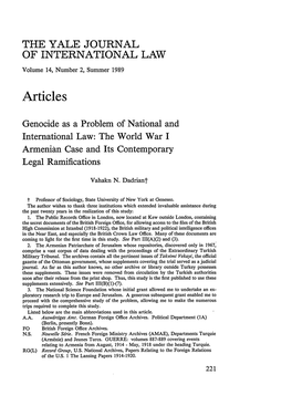 Genocide As a Problem of National and International Law: the World War I Armenian Case and Its Contemporary Legal Ramifications