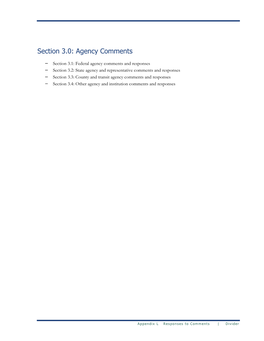 Section 3.0: Agency Comments